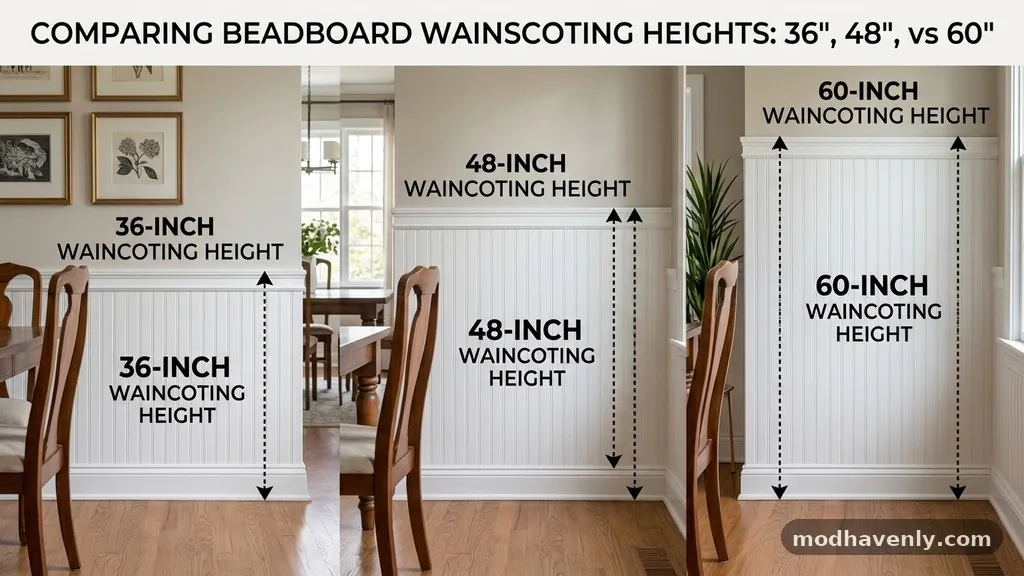 Beadboard Wainscoting: 36-Inch vs 48-Inch vs 60-Inch Heights Compared