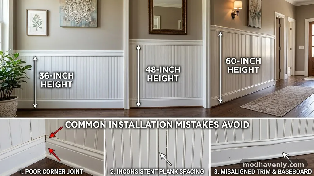Common Installation Mistakes to Avoid - Beadboard Wainscoting: 36-Inch vs 48-Inch vs 60-Inch Heights Compared