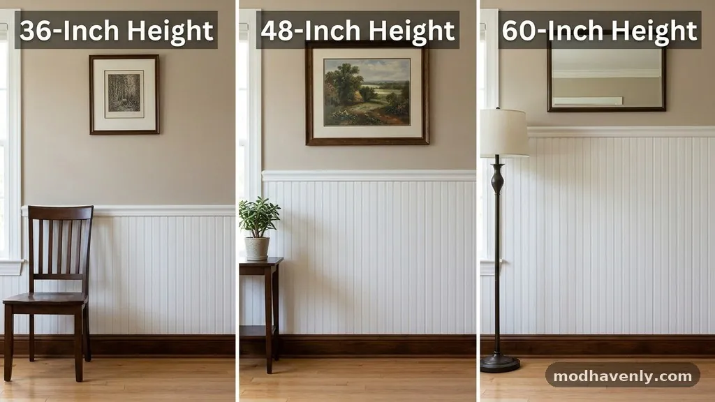 Determining the Ideal Wainscoting Height - Beadboard Wainscoting: 36-Inch vs 48-Inch vs 60-Inch Heights Compared