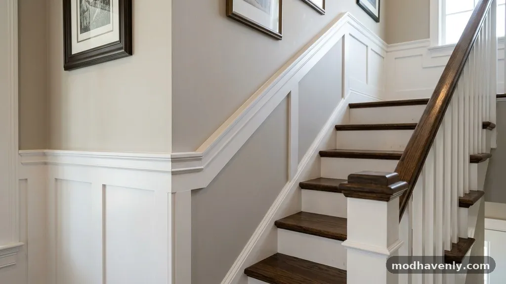 How to Transition Chair Rail Trim Down a Slanted Staircase Wall