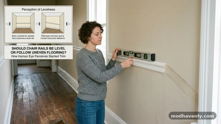 Should Chair Rails Be Level or Follow the Slight Slope of Uneven Flooring?