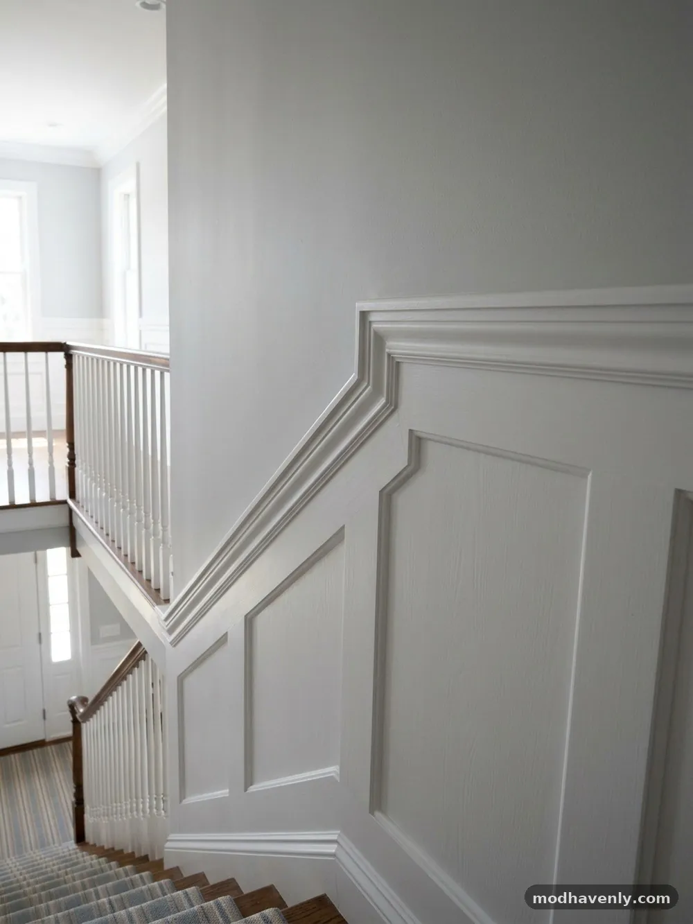 The Geometry of the Staircase Transition - How to Transition Chair Rail Trim Down a Slanted Staircase Wall